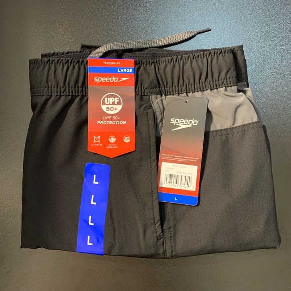 New Mens Speedo Swim Shorts Trunks Black Gray - Picture 4 of 12